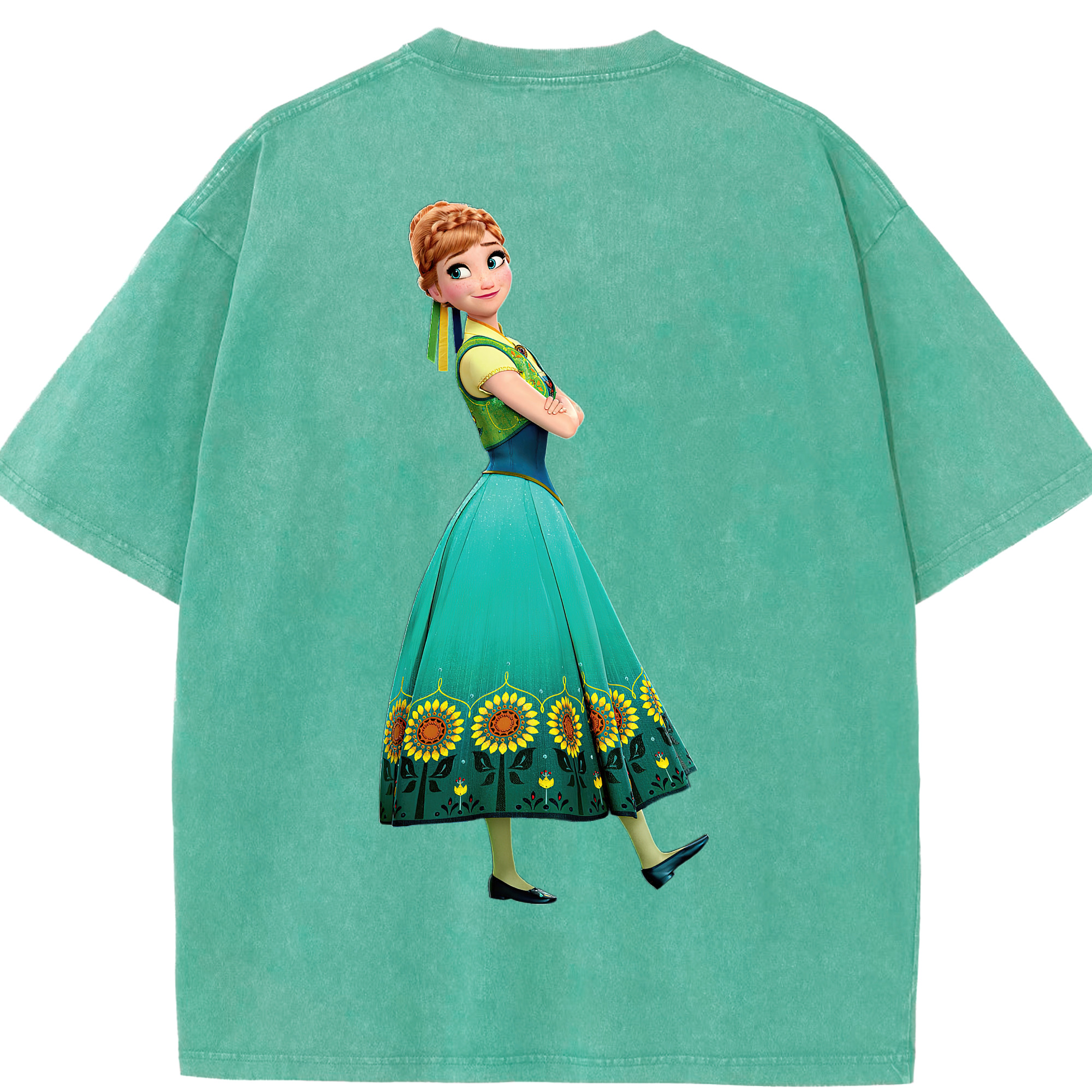 （画像用） アナと雪の女王 アンナ エルサ Frozen Anna Elsa 綿100% ヴィンテージ風 半袖Tシャツ（背面プリント）